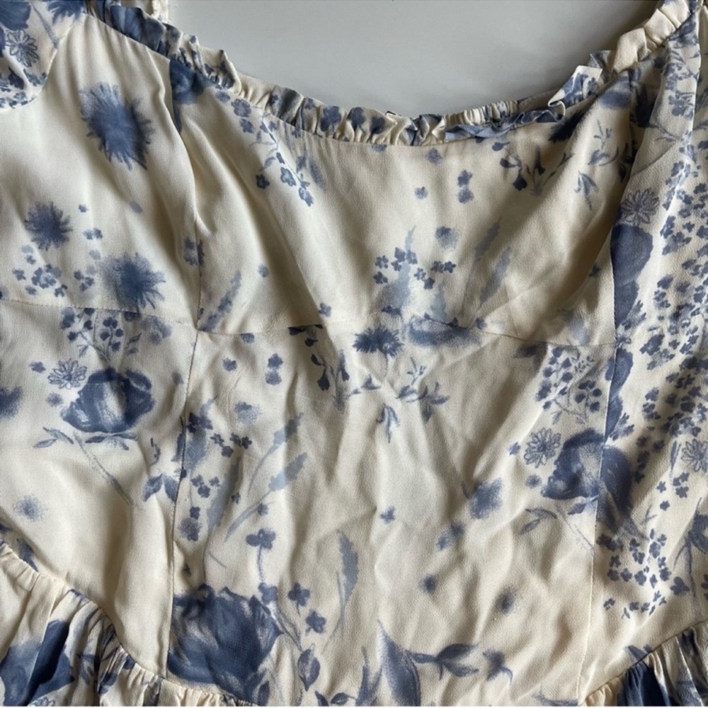 Reformation Cream and Blue Floral Mini Dress - Picture 7 of 14